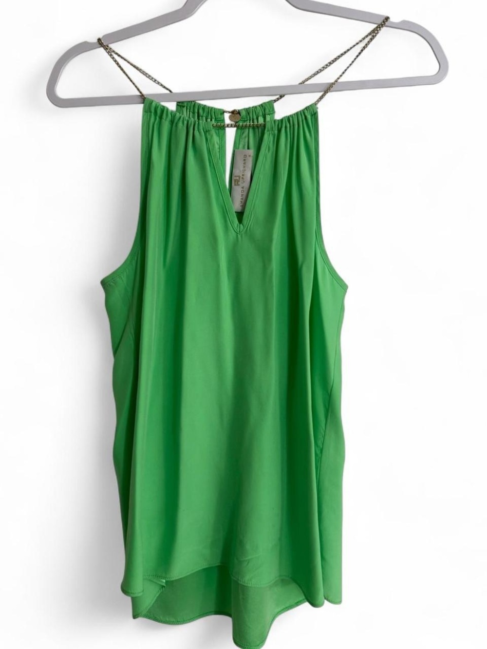 Amanda Uprichard Bright Green Chain-Strap Halter Tank